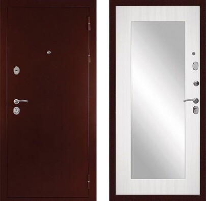 Входная дверь Дверь Сударь С-503 Сандал белый с зеркалом Кириши
