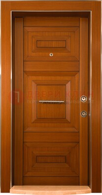 Коричневая входная дверь c МДФ панелью ЧД-10 в частный дом Кириши