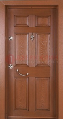 Коричневая входная дверь c МДФ панелью ЧД-34 в частный дом Кириши