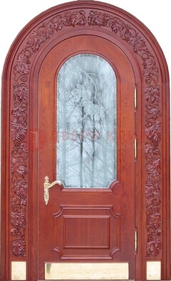 Толстая металлическая арочная дверь со стеклом ДА-20 Кириши