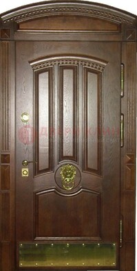 Хорошая стальная арочная дверь с декоративным элементом ДА-23 Кириши