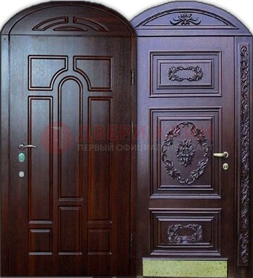 Стильная железная арочная дверь с декоративным элементом ДА-24 Кириши