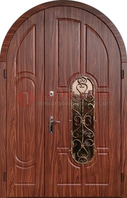 Арочная двухстворчатая стальная дверь Винорит ДА-54 Кириши