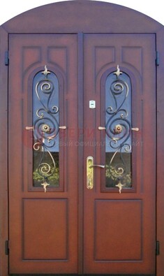 Двухстворчатая стальная дверь Винорит в форме арки ДА-55 Кириши