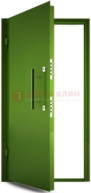 Зеленая металлическая бронированная дверь ДБ-8 Кириши