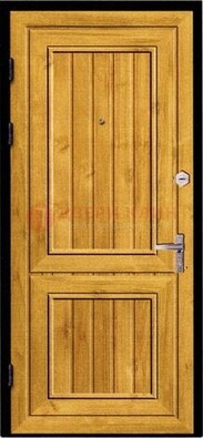 Желтая входная дверь с евровагонкой ДЕ-15 Кириши