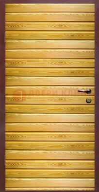 Железная дверь цвета сосна с евровагонкой ДЕ-6 Кириши