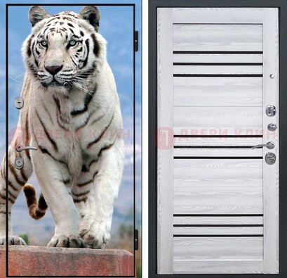 Стальная дверь с фотопечатью тигра ДФ-12 Кириши