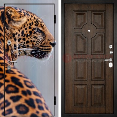 Металлическая дверь с фотопечатью леопарда ДФ-26 Кириши