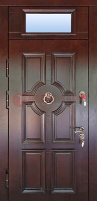 Стальная дверь с фрамугой в классическом стиле ДФГ-18 Кириши