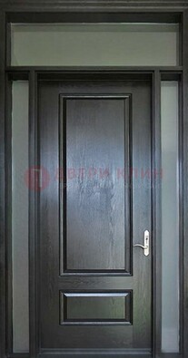 Черная металлическая дверь с фрамугами и стеклом ДФГ-24 Кириши