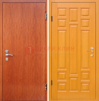 Оранжевая входная дверь с ламинатом МДФ внутри ДЛ-21 Кириши