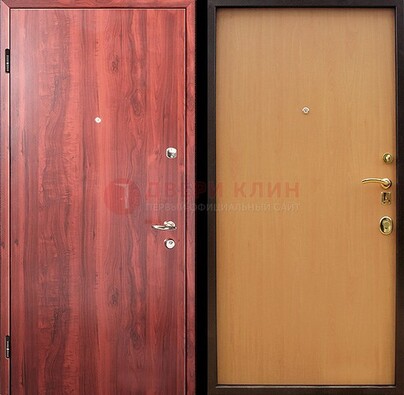 Красная железная дверь с ламинатом ДЛ-3 Кириши