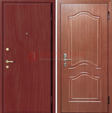 Красная металлическая дверь с ламинатом МДФ внутри ДЛ-8 Кириши