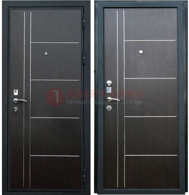 Наружная темная стальная дверь с МДФ ДМ-104 Кириши