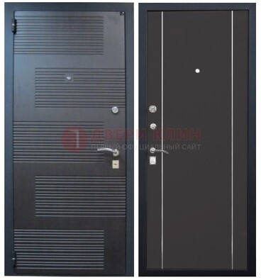 Темная металлическая дверь с МДФ ДМ-105 в деревянный дом Кириши