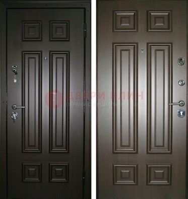 Темная металлическая дверь с МДФ ДМ-136 в квартиру Кириши