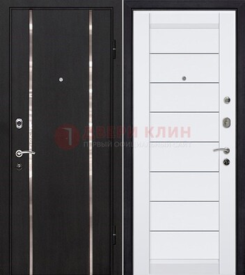 Черная входная дверь с МДФ и декоративными вставками ДМ-143 Кириши
