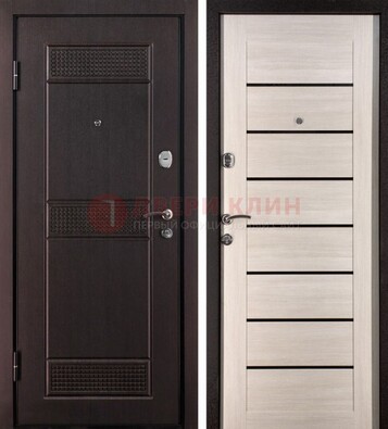 Темная стальная дверь с МДФ ДМ-147 для улицы в Одинцово