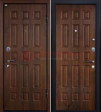 Коричневая металлическая дверь с МДФ ДМ-156 для квартиры Кириши