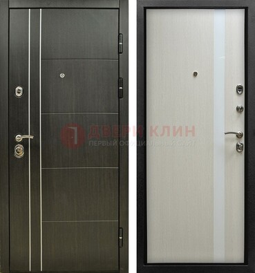Морозостойкая темная металлическая дверь с МДФ ДМ-164 Кириши