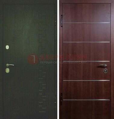 Темная металлическая дверь с МДФ ламинат с молдингами внутри ДМ-16 Кириши