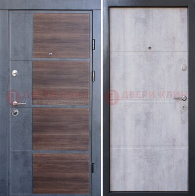 Темная железная филенчатая дверь с терморазрывом и МДФ ДМ-211 Кириши