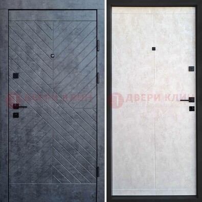 Серая железная дверь с филенчатой МДФ ДМ-217 Кириши