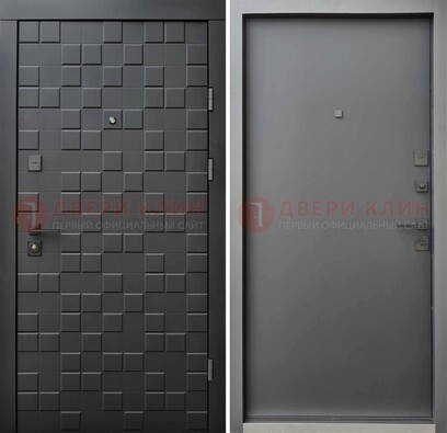 Темная стальная филенчатая дверь с МДФ ДМ-221 Кириши