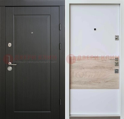 Черная металлическая дверь с белой МДФ внутри ДМ-230 Кириши