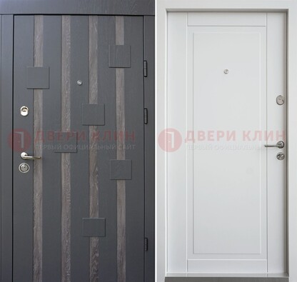 Черная металлическая дверь c МДФ и стеклом ДМ-231 Кириши