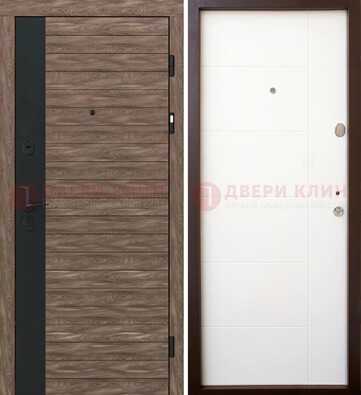 Коричневая входная дверь с черной вставкой МДФ ДМ-239 Кириши