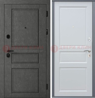 Серая металлическая филенчатая дверь МДФ ДМ-247 Кириши