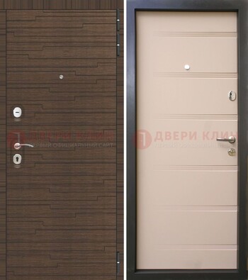 Коричневая  железная дверь c фрезерованной МДФ ДМ-248 Кириши
