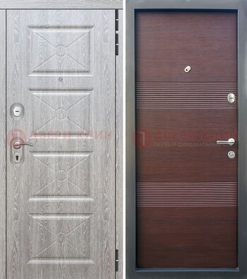 Серая филенчатая входная дверь МДФДМ-252 Кириши