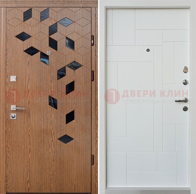 Металлическая белая дверь c МДФ Махагон ДМ-256 Кириши