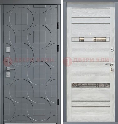 Железная дверь МДФ c рисунком на внешней стороне ДМ-263 Кириши