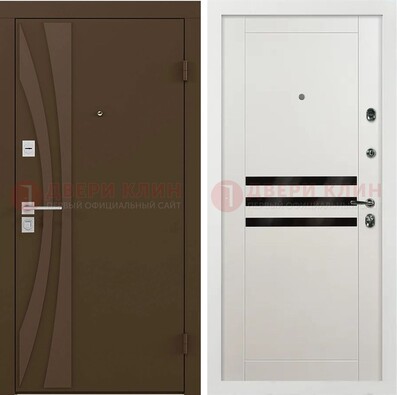 Стальная коричневая дверь с МДФ панелями ДМ-293 Кириши