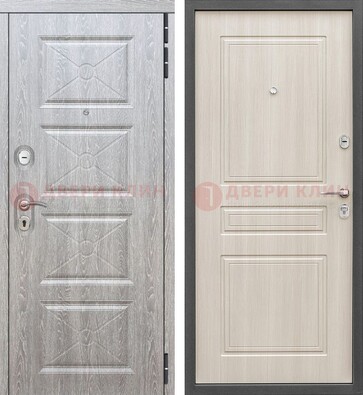 Железная серая дверь со светлой МДФ ДМ-302 Кириши