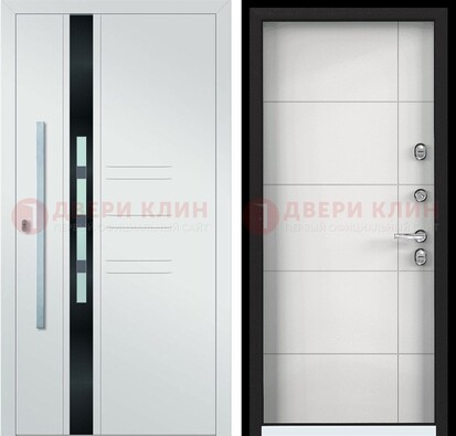 Металлическая дверь в белом цвете с МДФ ДМ-323 Кириши