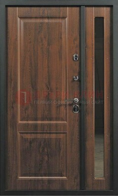 Темная железная дверь с панелью МДФ с зеркалом ДМ-338 Кириши