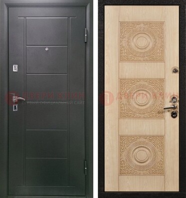 Темная железная дверь с МДФ в квартиру ДМ-344 Кириши
