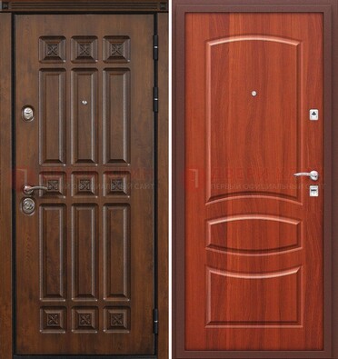 Темная металлическая дверь с МДФ и узором ДМ-364 Кириши