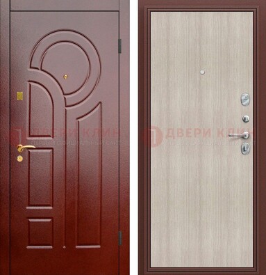 Красная металлическая дверь с МДФ панелями ДМ-368 Кириши