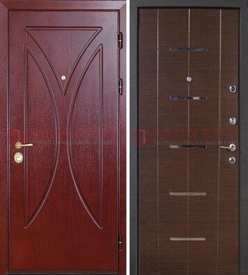 Темно-красная железная дверь с МДФ ДМ-370 Кириши