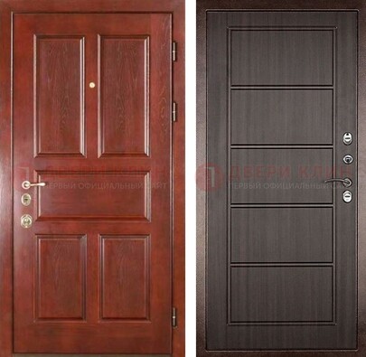 Красная металлическая дверь с МДФ в квартиру ДМ-387 Кириши