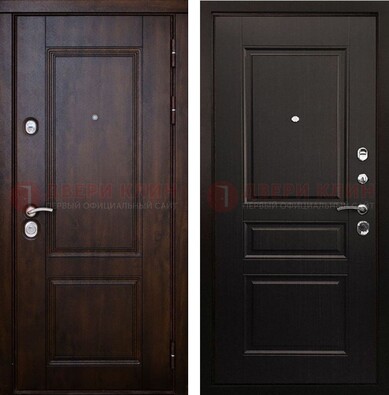 Классическая железная дверь с темными МДФ панелями ДМ-390 в Дубне