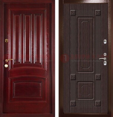 Красная стальная дверь с филенчатой МДФ ДМ-398 Кириши