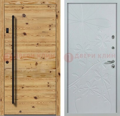 Металлическая дверь с МДФ в светлом цвете ДМ-412 Кириши