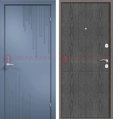 Синяя металлическая дверь МДФ в квартиру ДМ-434 Кириши